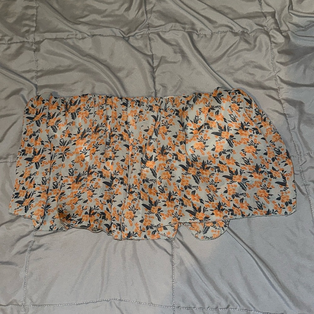 Orange and white floral top